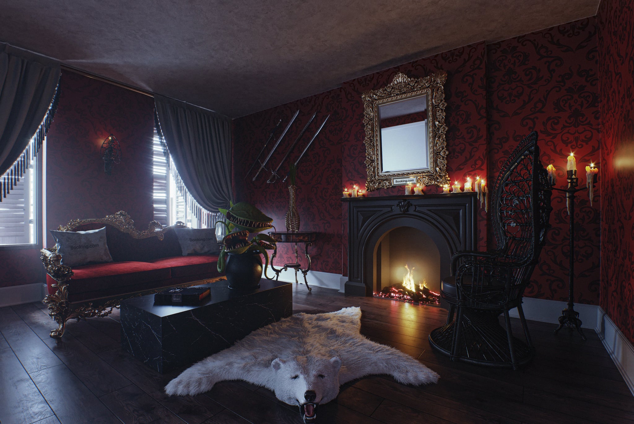 Booking Com S Addams Family House Living Room You Can Stay In A