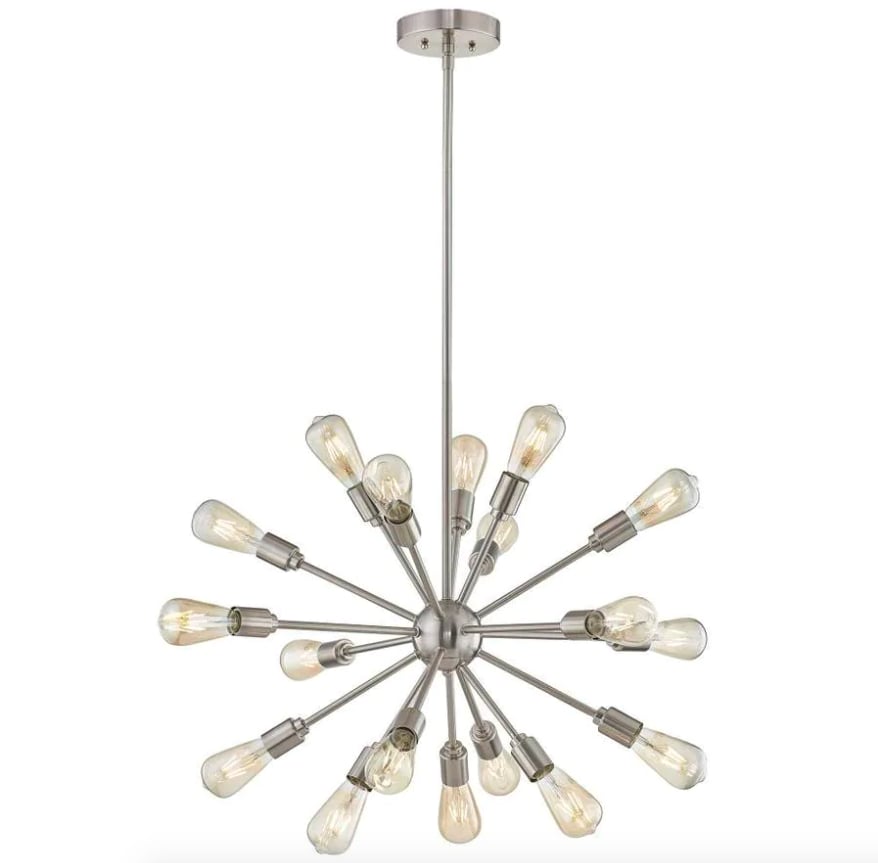 Grayford 18-Light Brushed Nickel Mid-Century Chandelier
