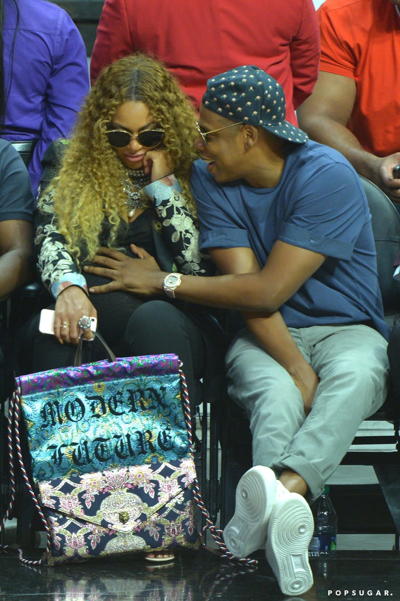 April: JAY-Z Adorably Rubbed Beyoncé's Belly at a Clippers Game