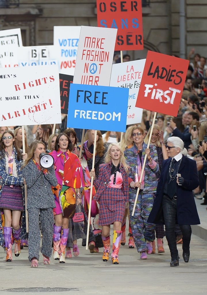 Chanel Spring 2015 Fashion Show Protest Pictures