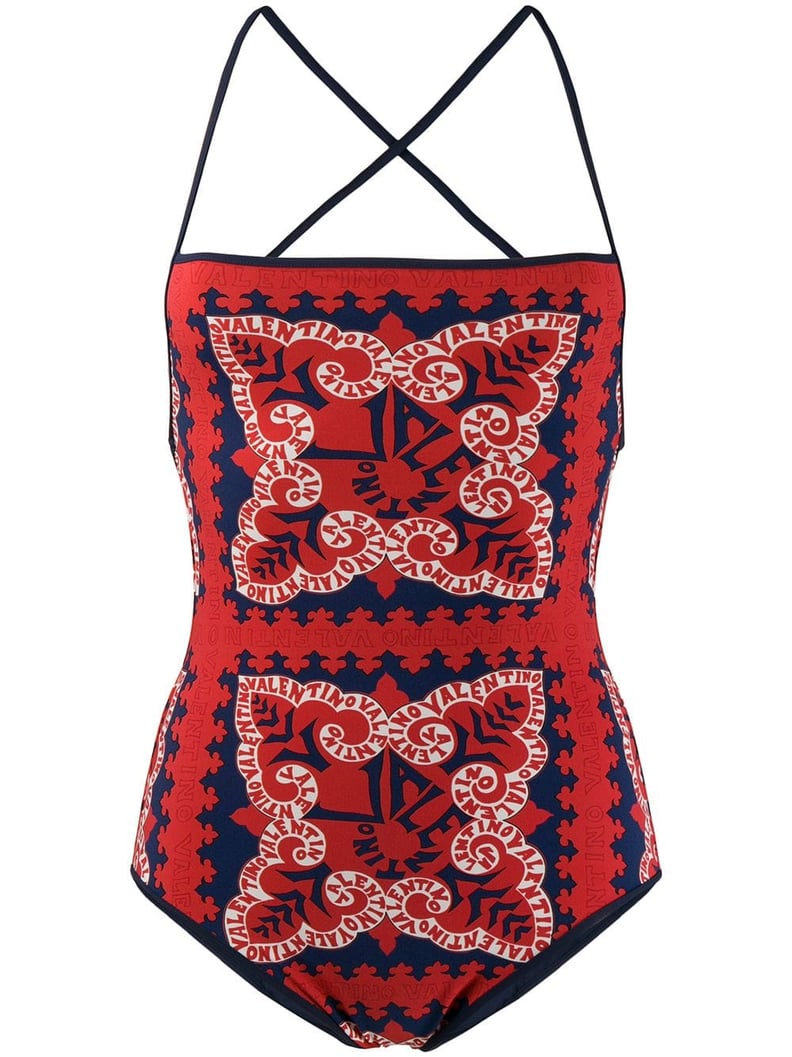 Valentino Bandana Logo Print Swimsuit