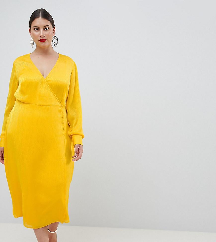 ASOS Design Curve Button Through Maxi Dress in Jacquard