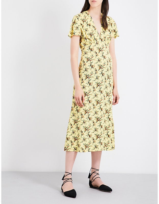 Sandro Floral Midi Crepe Dress