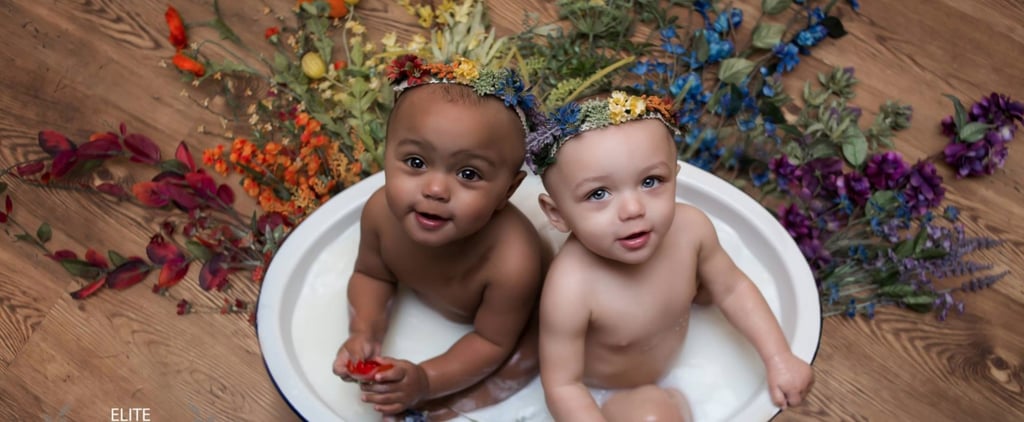 Biracial Twin Girls Rainbow Baby Photo