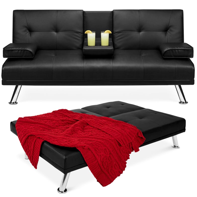 A Movie-Night Essential: Modern Faux Leather Convertible Futon Sofa