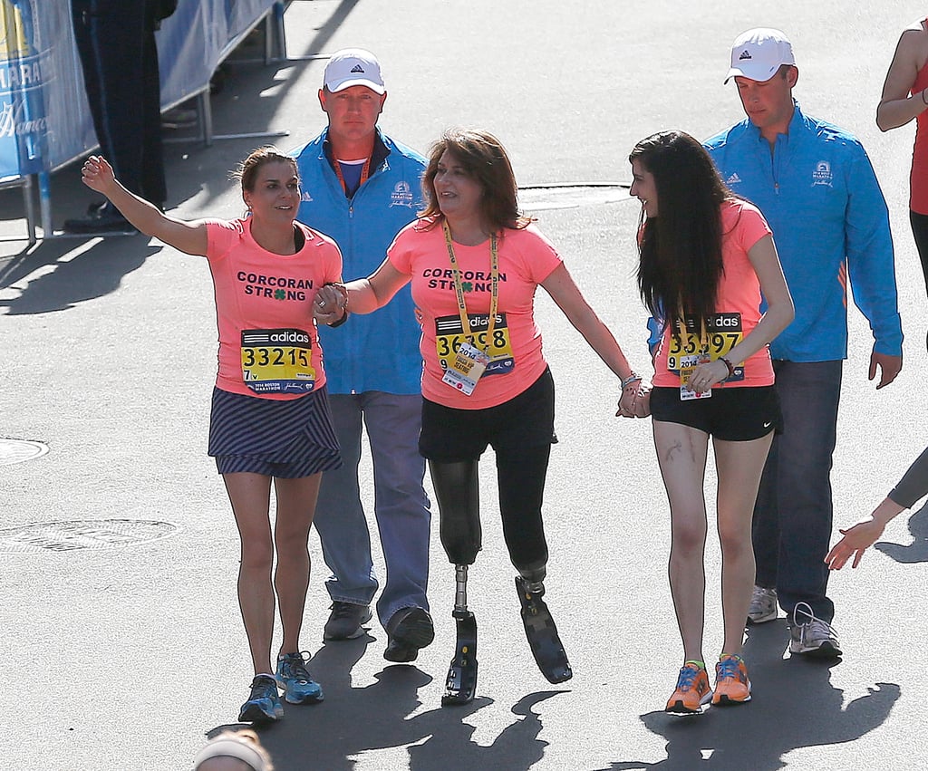 Boston Marathon bombing survivor Celeste Corcoran completed the race alongside her sister and her daughter.