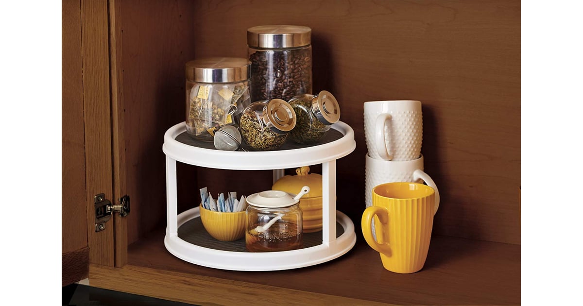 Non Skid 2 Tier Pantry Cabinet Lazy Susan Turntable Messy