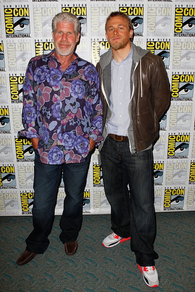 Charlie and Ron Perlman hit the red carpet together ahead of the Sons of Anarchy Comic-Con panel in 2011.