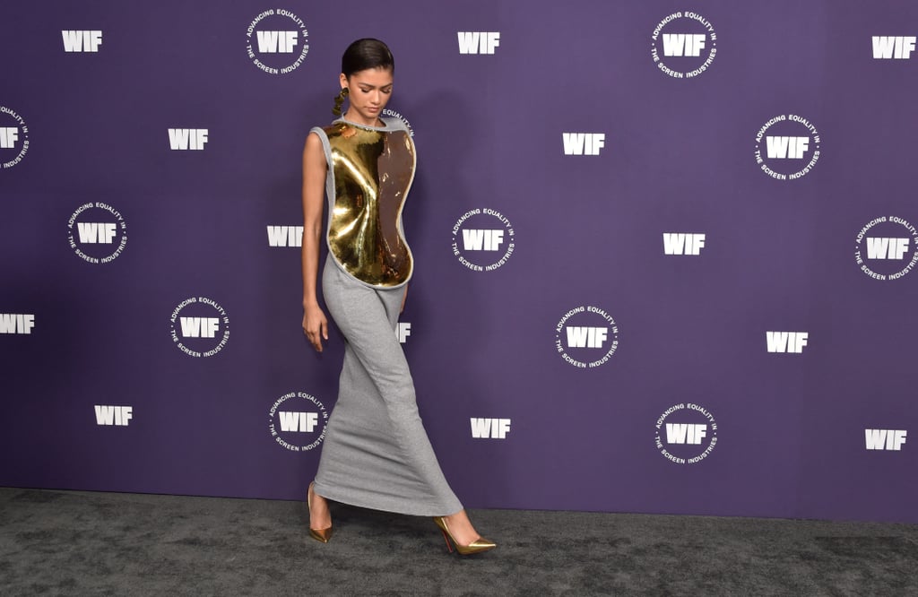 Zendaya's Gold-Plated Loewe Dress at Women in Film Honours