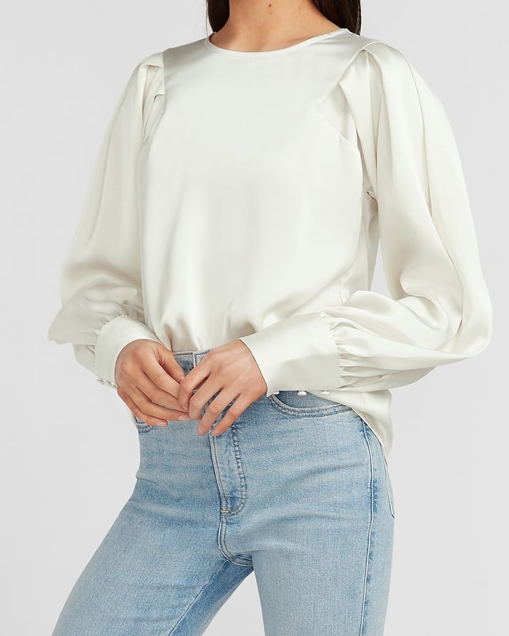 Satin Pleated Balloon Sleeve Top Best Clothes From Express 2021 Guide POPSUGAR Fashion UK