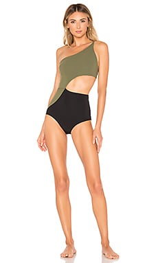 Flagpole Ali One-Piece in Olive & Black