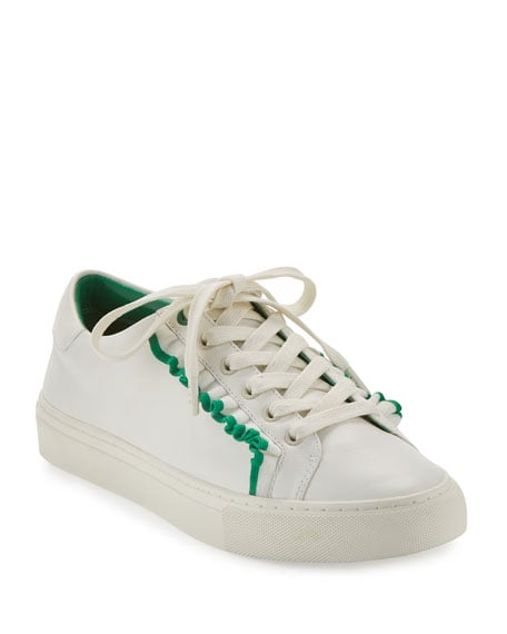 Tory Sport Ruffle Leather Low-Top Sneakers