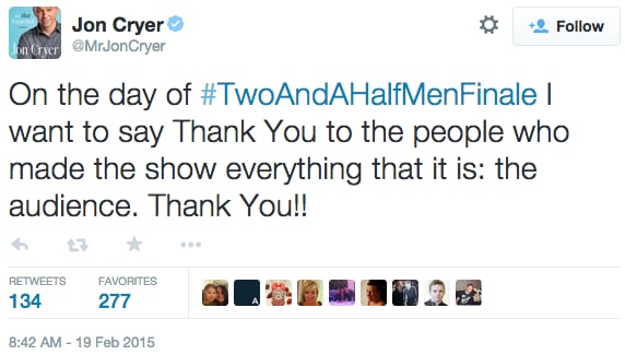 Jon Cryer thanked the show's fans.