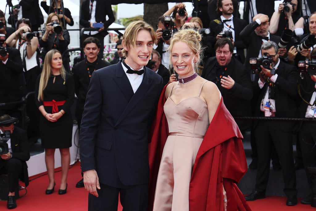 Uma Thurman and son Levon Hawke at the 2023 Cannes Film Festival