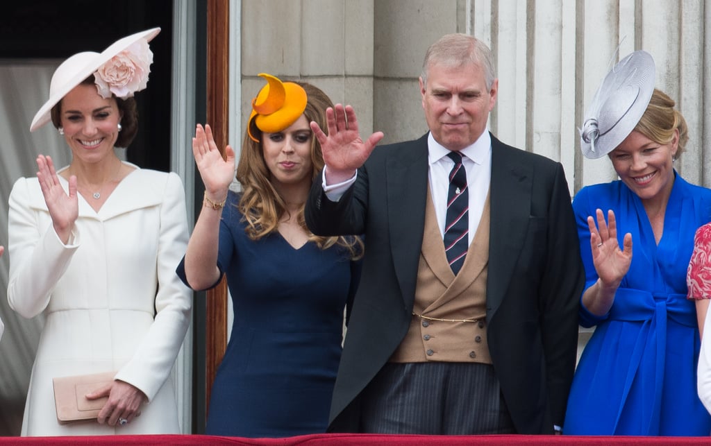 Pictured: Kate Middleton, Princess Beatrice, Prince Andrew, Autumn Phillips.