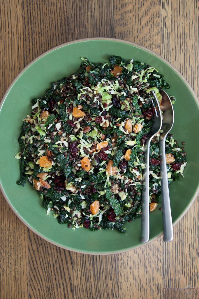 Brussels Sprout, Kale, and Lentil Salad With Citrus and Cranberries