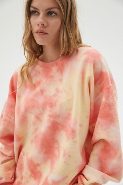 Urban Renewal Recycled Muted Flame Tie-Dye Crew Neck Sweatshirt