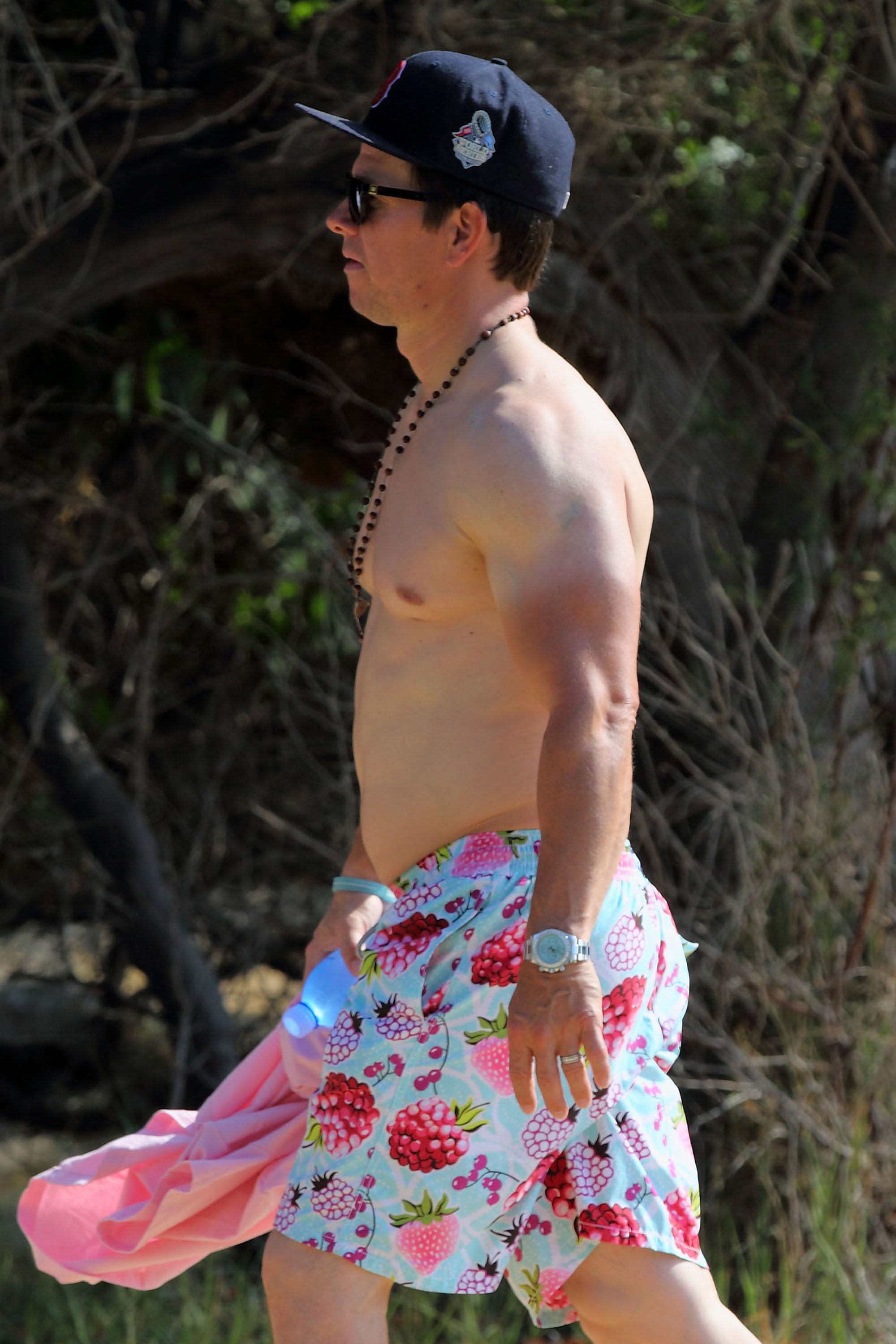 Mark Wahlberg With a Farmer's Tan on the Beach December 2015
