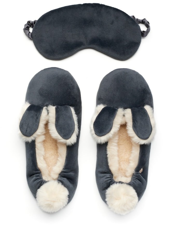 Lauren Conrad Velour Bunny Ear Ballet Slippers with Sleep Mask