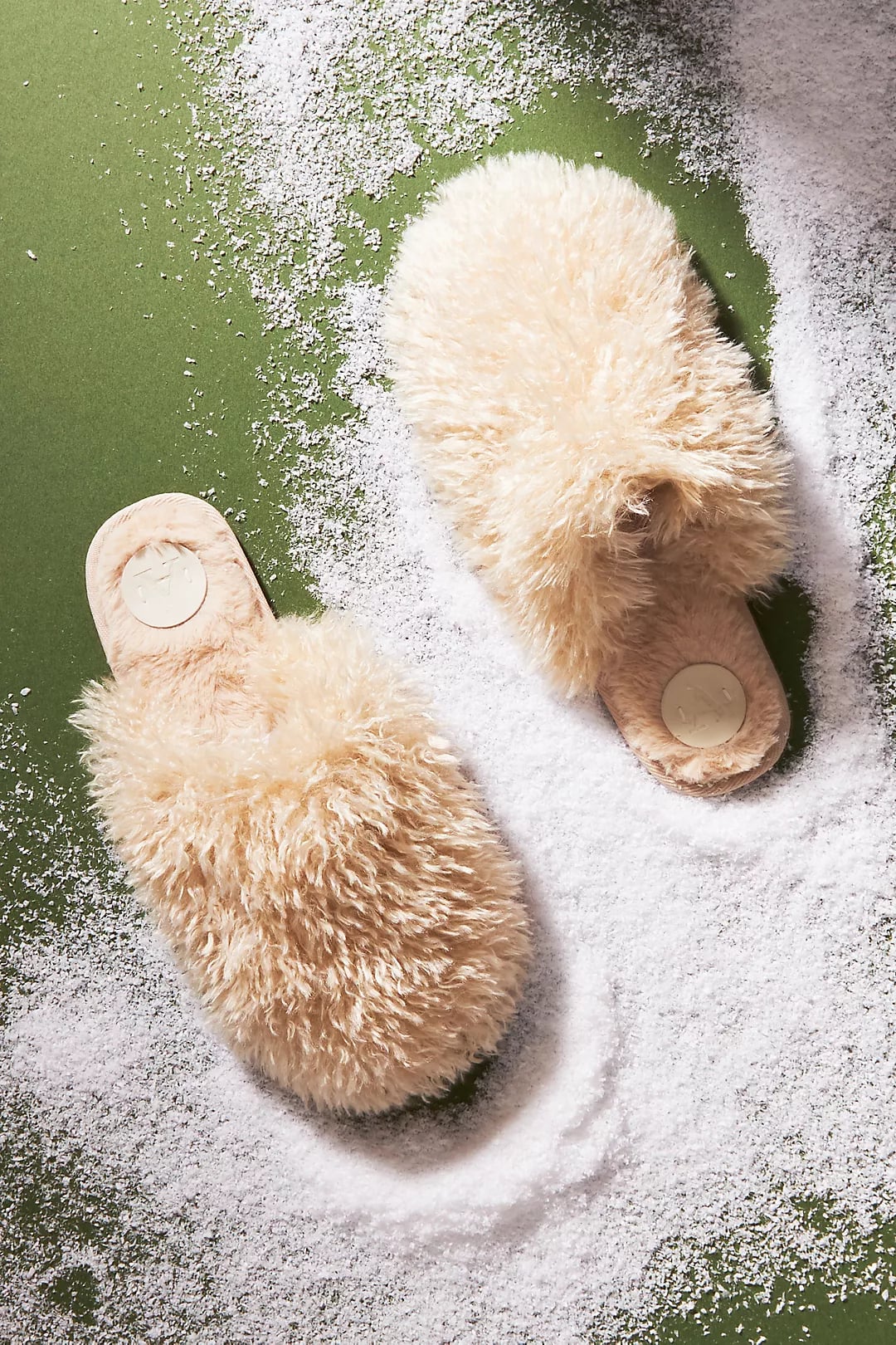 Fuzzy slide on slippers sales