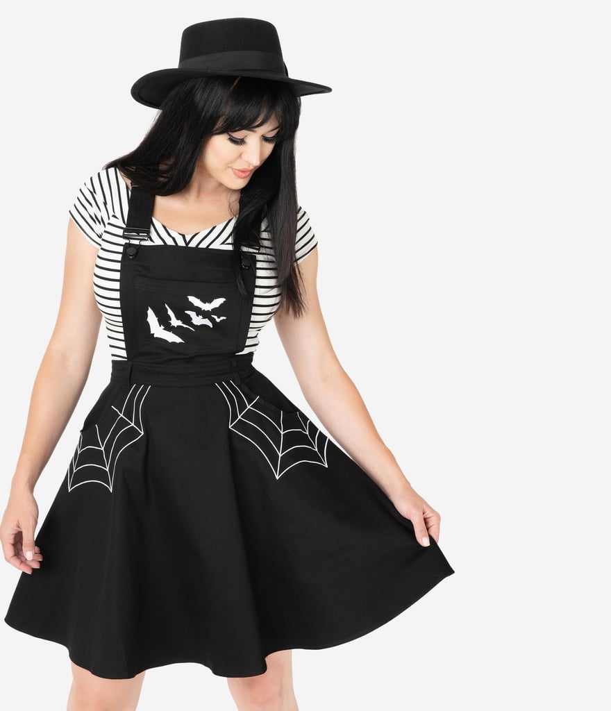 Hell Bunny Black Spiderweb and Bats Miss Muffet Pinafore Dress