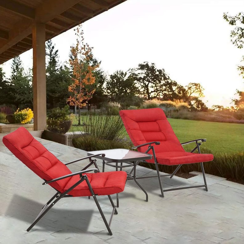 Patiomore 3 Piece Outdoor Padded Patio Folding Chair Furniture Set