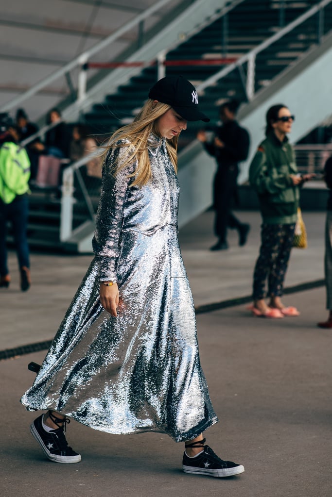 sequin dress with sneakers