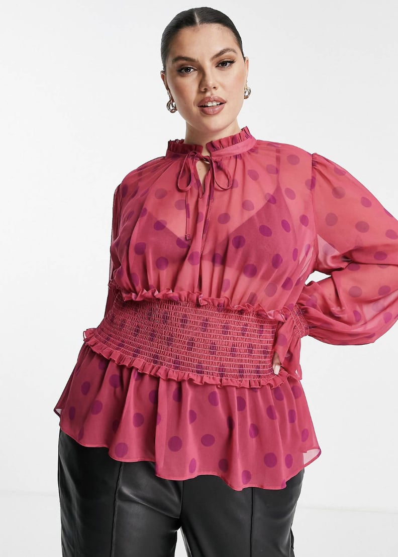 "Viva Magenta" Trend: ASOS Design Curve Polka Dot Blouse