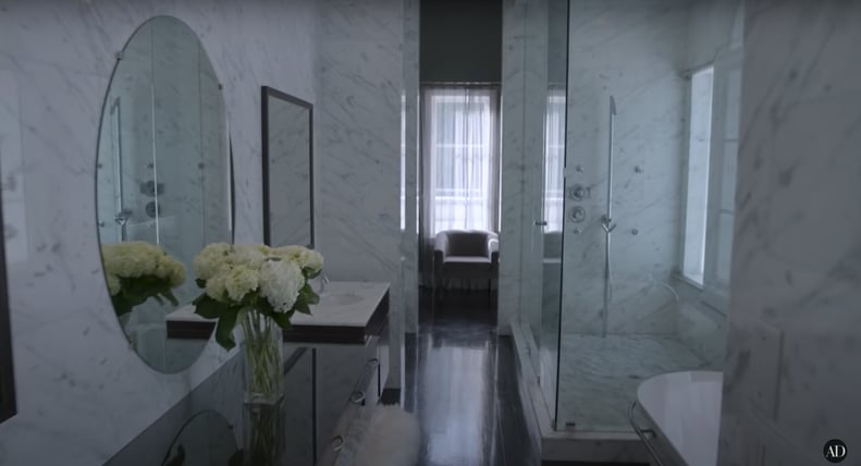 Tyrese Gibson's Floor-to-Ceiling Marble and Glass Bathroom