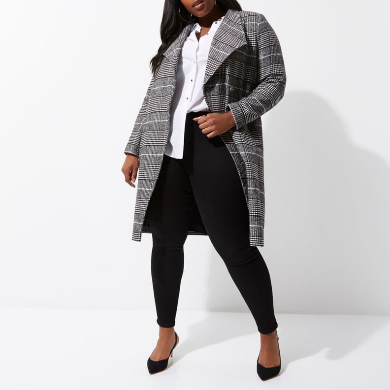 River Island Black Check Coat