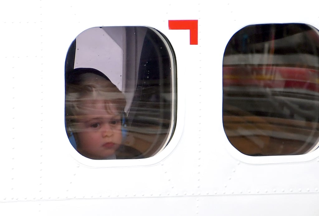 Prince George's Face Against Plane Window in Canada Pictures