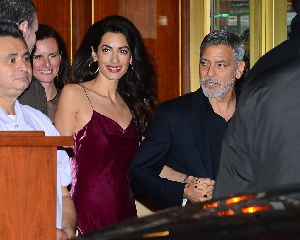 Amal Clooney Red Slip Dress at Jennifer Aniston's Party 2019