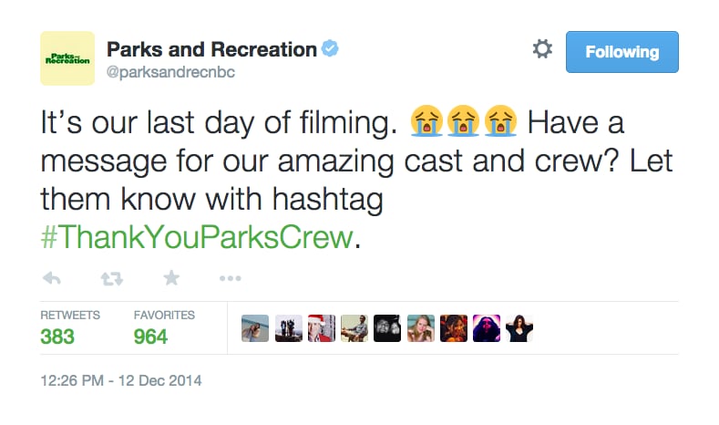 Parks and Recreation Cast Tweets About Last Day of Filming