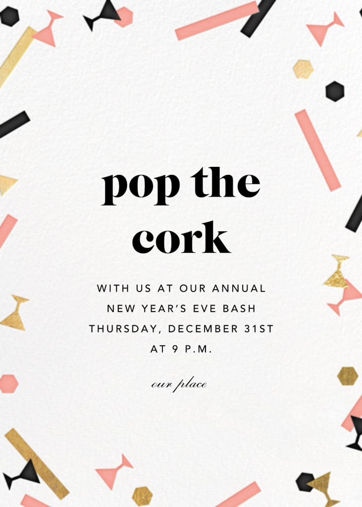 Confettitini New Year's Eve Invitation