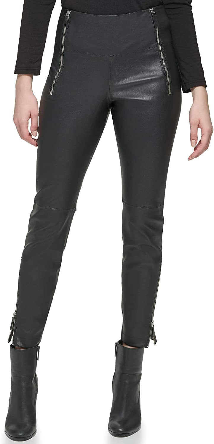 Stretchy Leather Zipper Pants From Karl Lagerfeld Paris