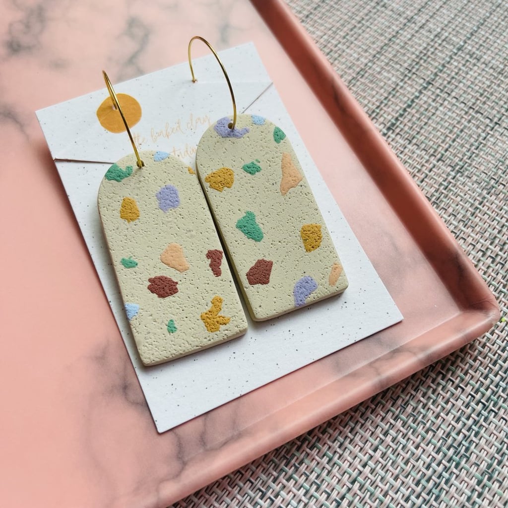 Crafty and Colourful: The Baked Clay Studio Textured Terrazzo Tall Arch Earrings