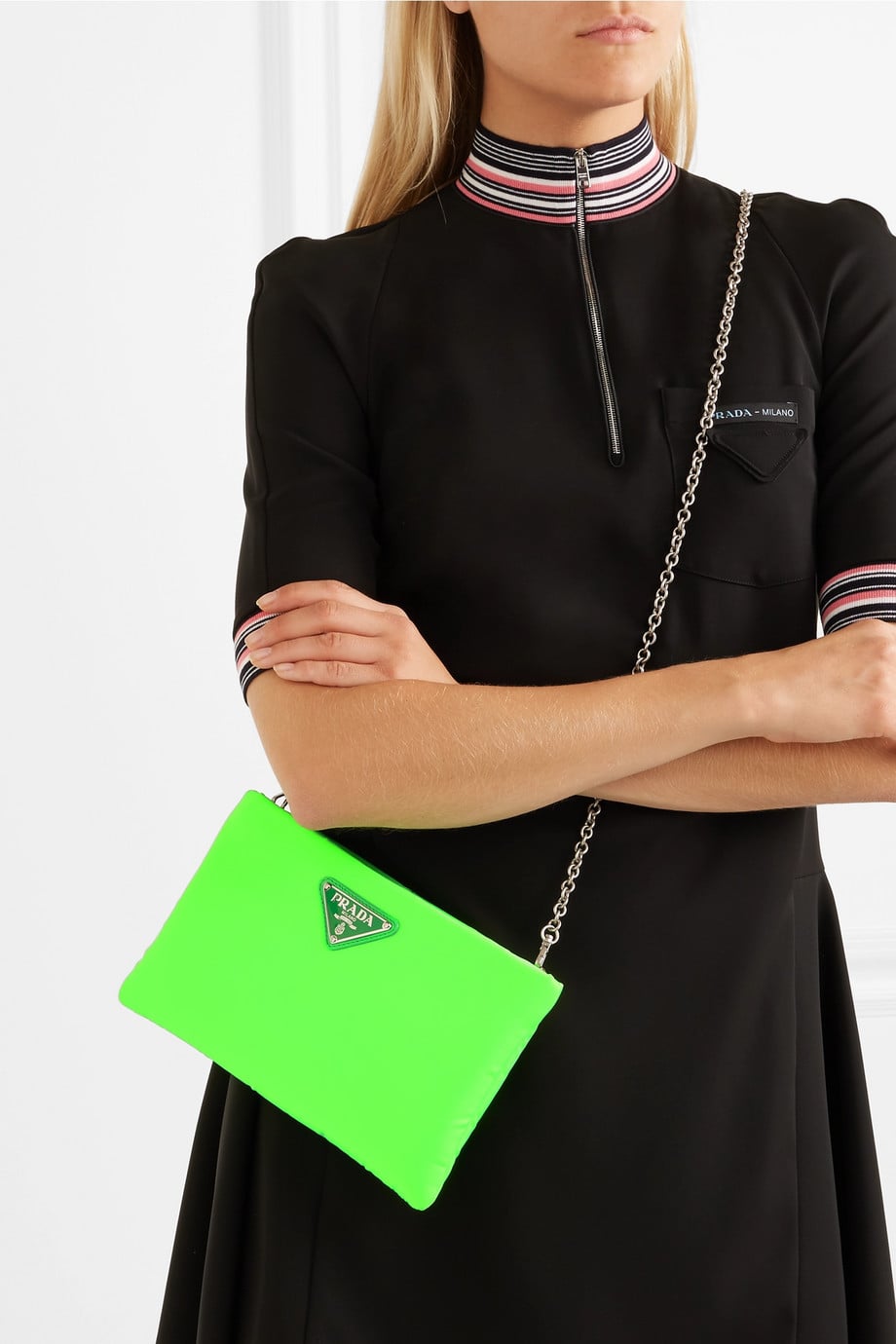 Prada Neon Shell Pouch | Slime Green Is the Color of the Moment, So We're  Living Our Best '90s Lives | POPSUGAR Fashion Photo 28