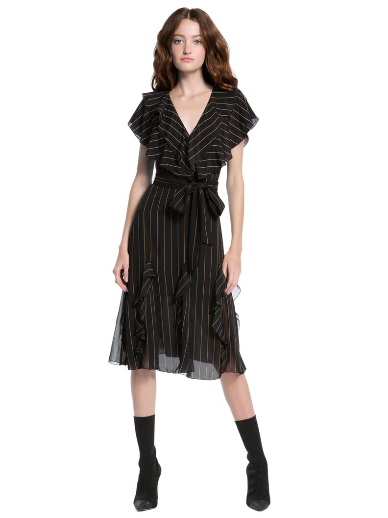 Alice + Olivia Tessa Ruffle Godet Midi Dress