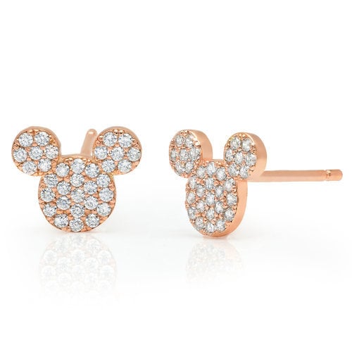 Mickey Mouse Icon Stud Earrings by CRISLU in Rose Gold