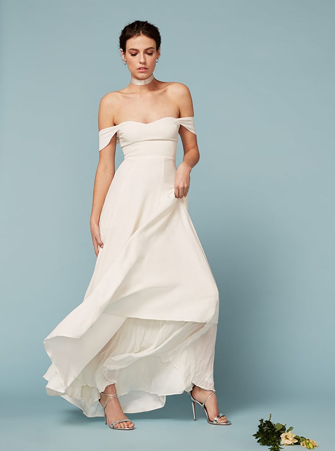 gowns with off shoulder sleeves
