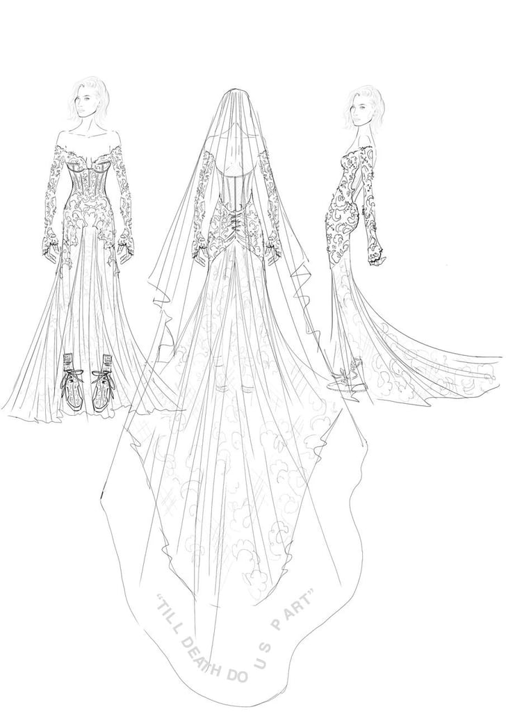 Hailey Bieber's Off-White Wedding Gown 