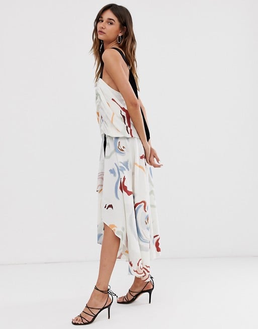 ASOS Design Cross Back Maxi Dress in Abstract Print