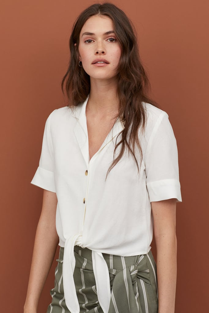 H&M Linen-Blend Blouse | Best New H&M Clothes June 2019 | POPSUGAR ...