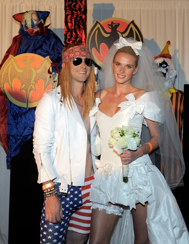 Adam Levine and Anne Vyalitsyna as Axl Rose and Stephanie Seymour From "November Rain"