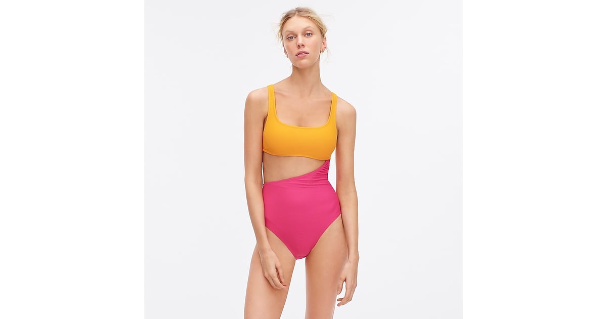 color block cutout one piece swimsuit