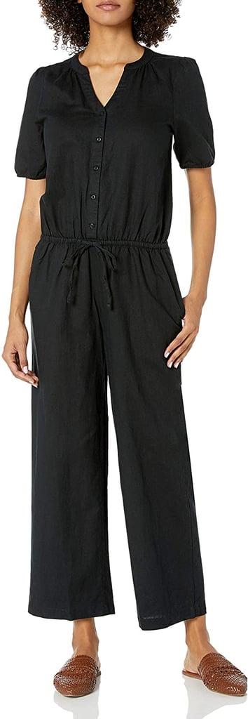 Goodthreads Women's Washed Linen Blend Button Front Jumpsuit