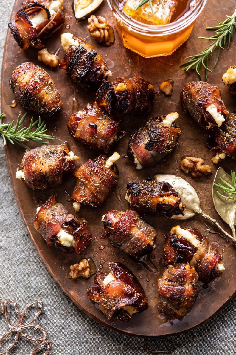 Goat-Cheese-Stuffed, Bacon-Wrapped Dates With Rosemary Honey