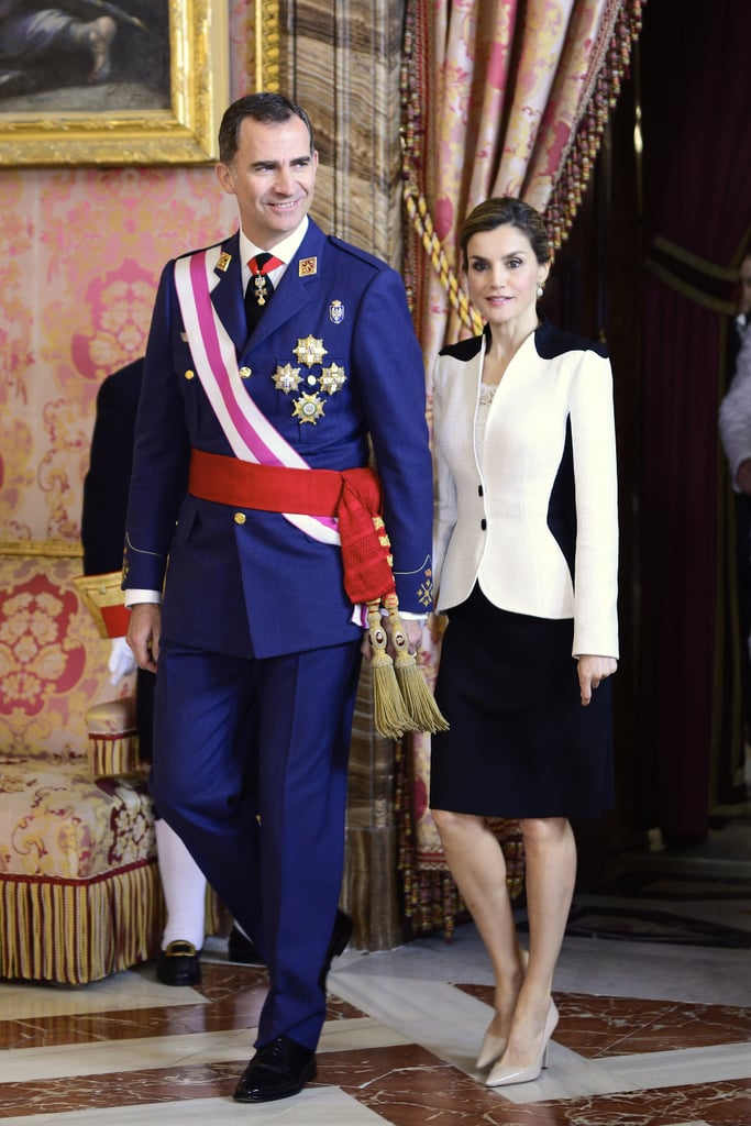 King Felipe and Queen Letizia at the Armed Forces Day reception in Madrid.
