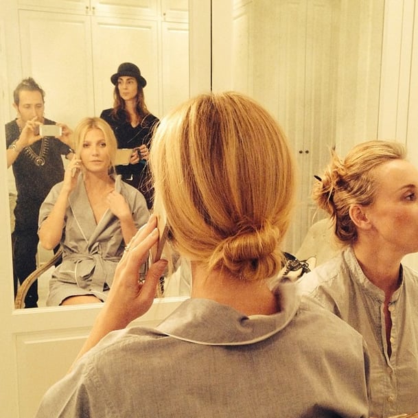 Hairstylist Adir Abergel snapped Gwyneth Paltrow's elegant chignon  before the Golden Globes.
Source: Instagram user hairbyadir