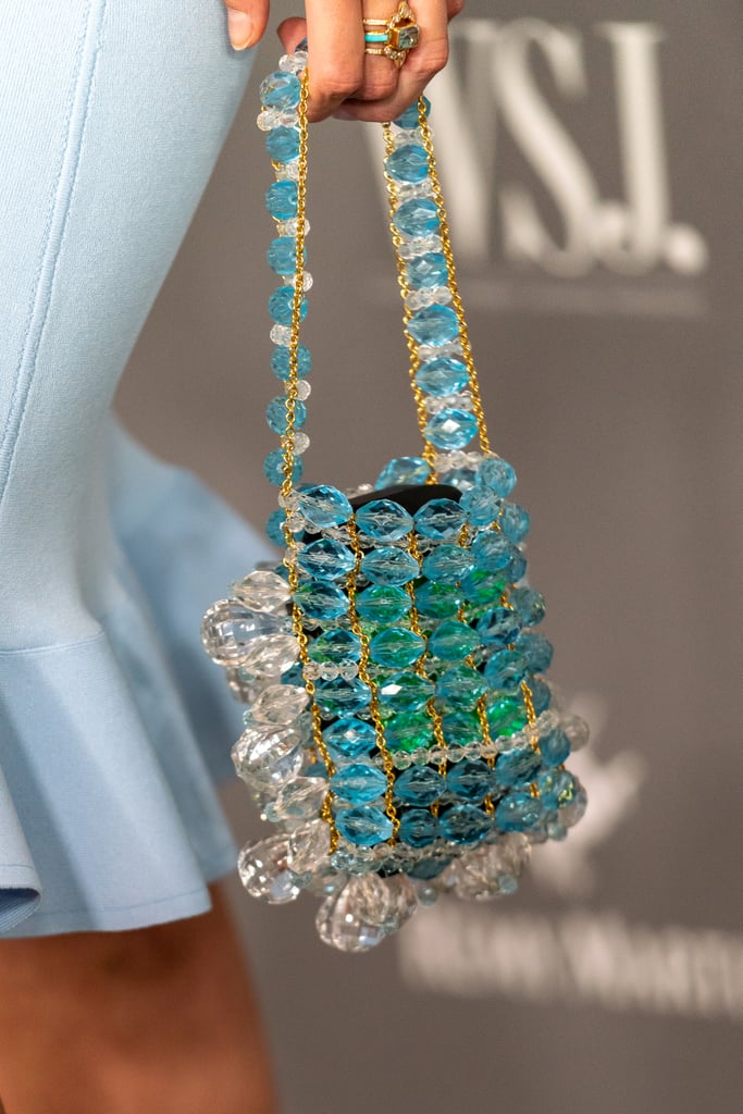 Gigi Hadid Wore a Blue Beaded Bag With Her Burberry Dress